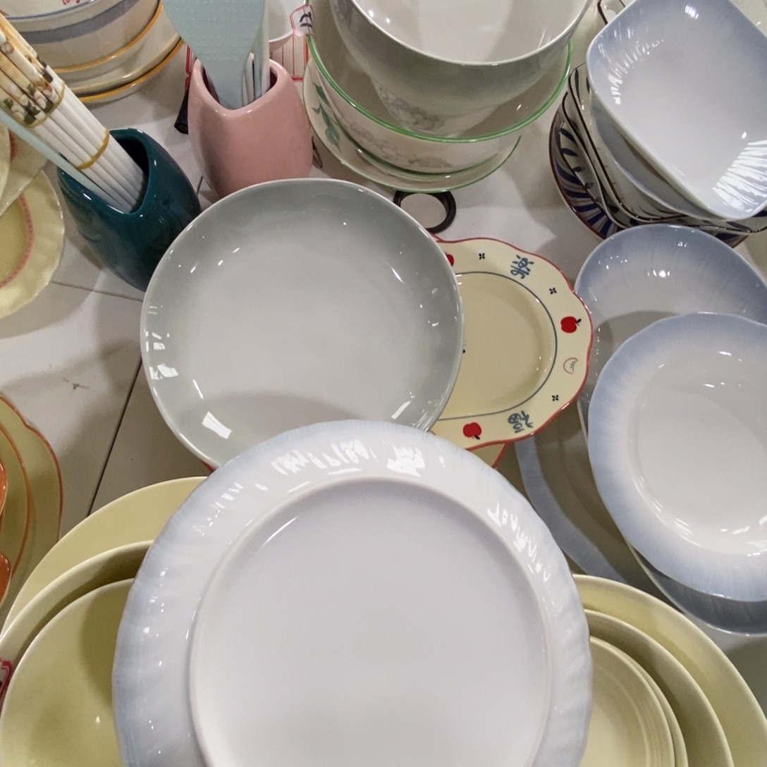 陶3个渐变绿 3个渐变蓝 8英寸