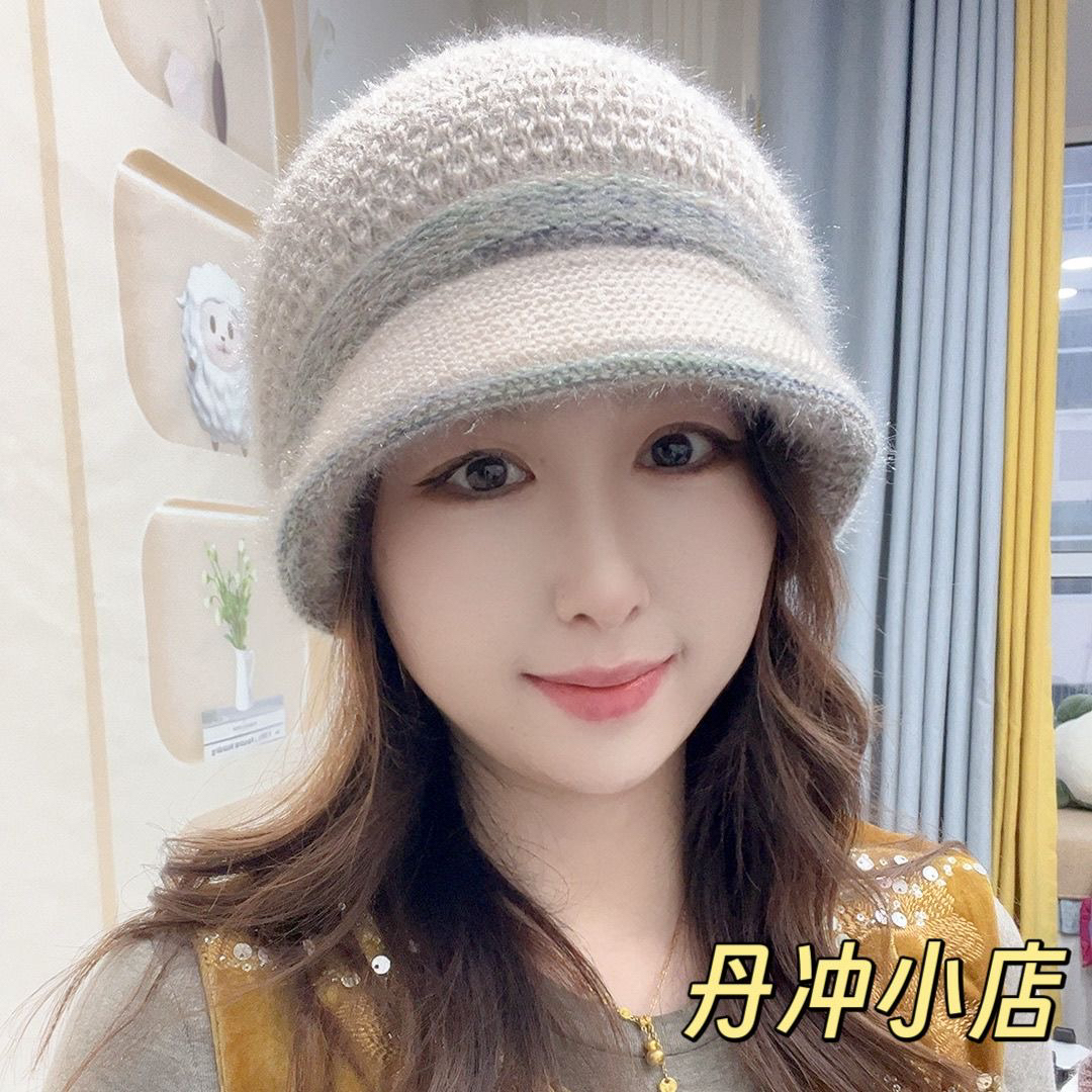 软小帽檐冬天秋冬季女士中老年帽檐款加厚百搭防寒妈妈保暖帽