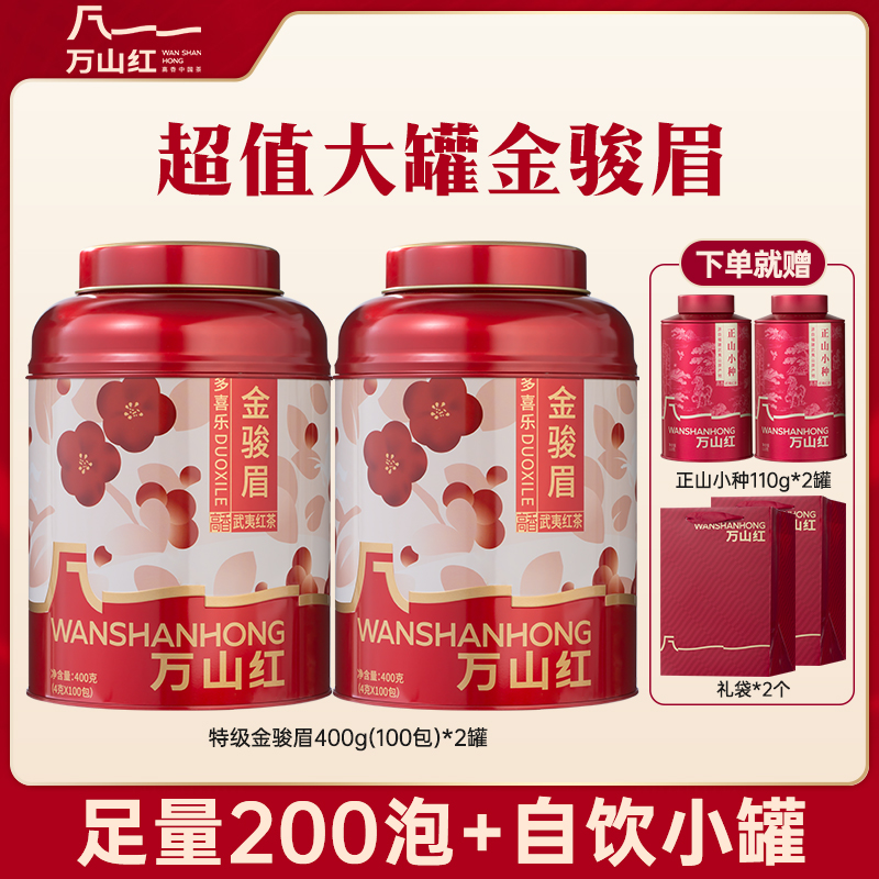 万山红茶业金骏眉蜜香红茶特级茶叶大份量独立小包400g（100包）