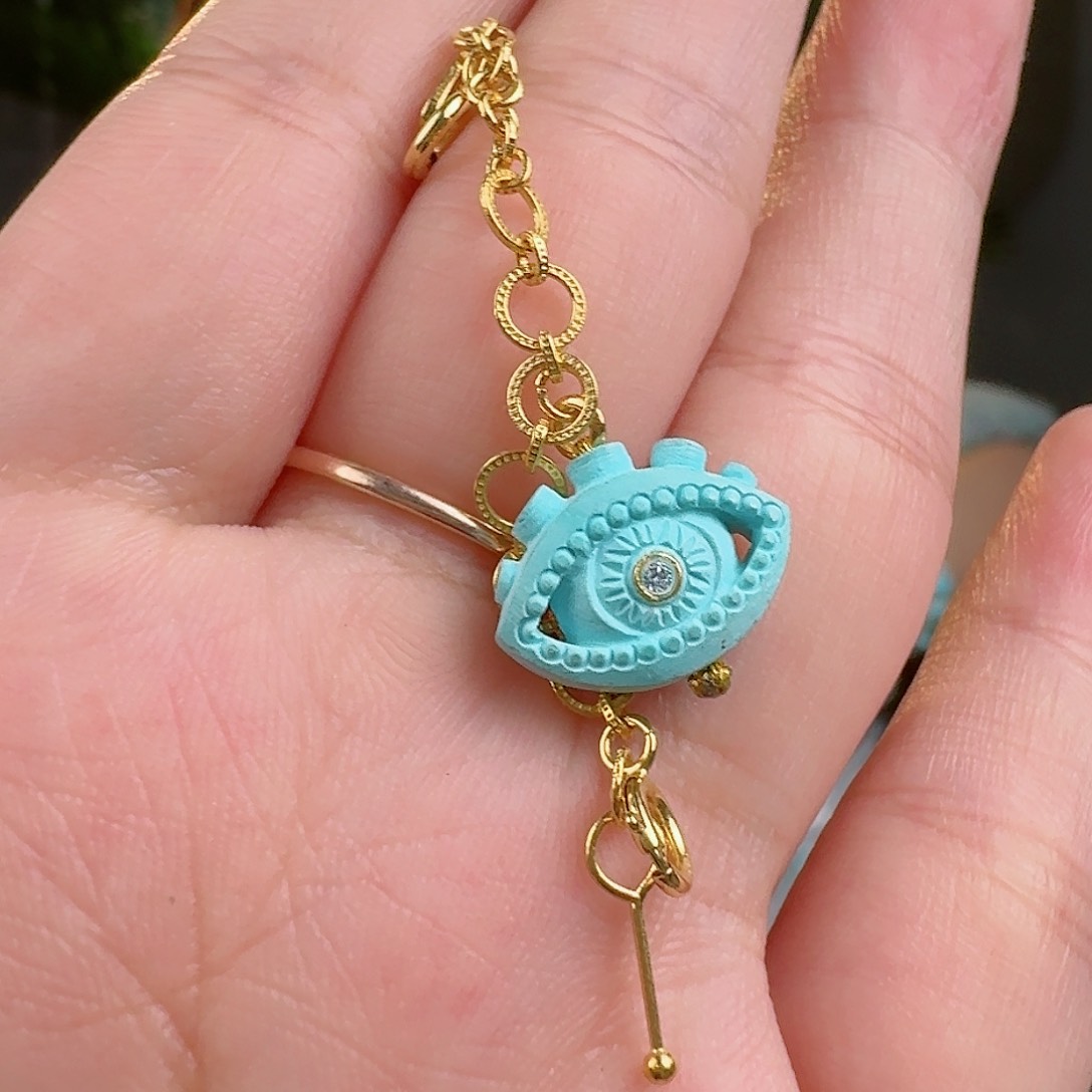 绿松石珠宝奇石18K金镶嵌