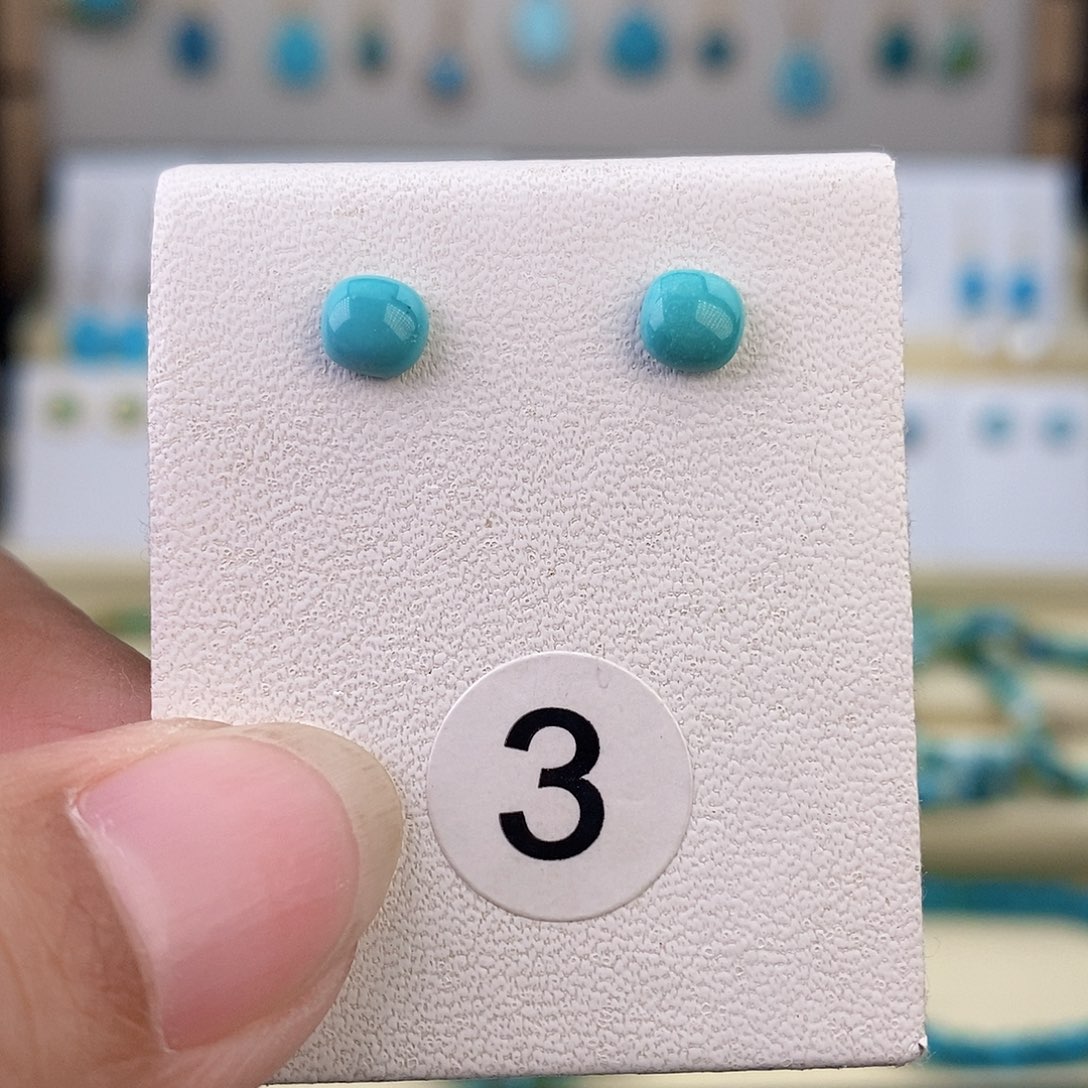 银S925镶嵌绿松石耳饰