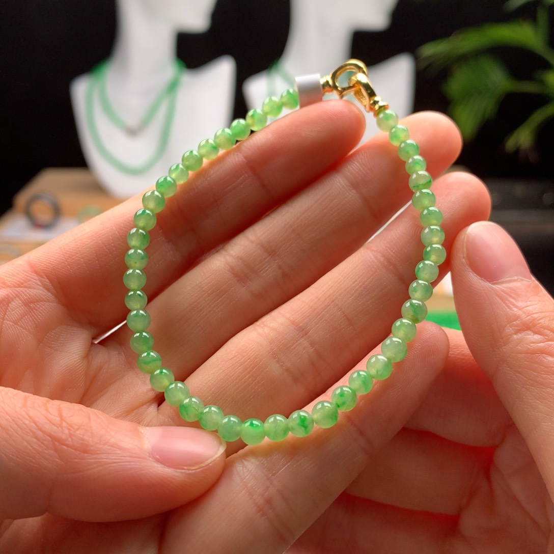 翡翠手链未镶嵌A****a天然缅甸A货翡翠