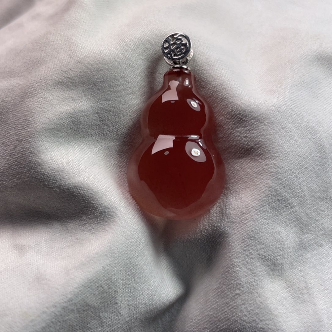 南红玛瑙银S925镶嵌原矿无胶保山南红葫芦