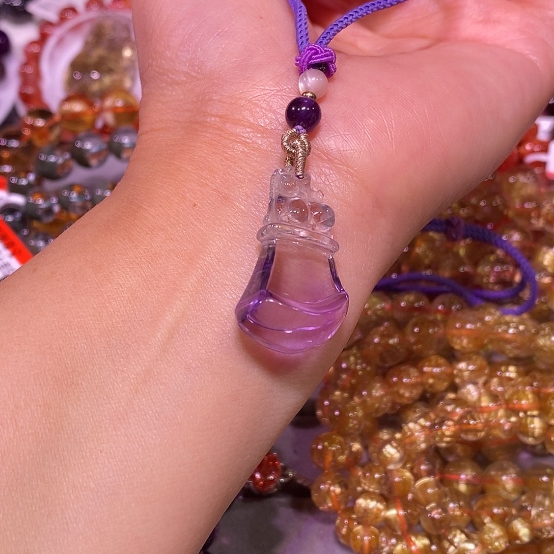 吊坠(赠链)未镶嵌水晶紫水晶吊坠