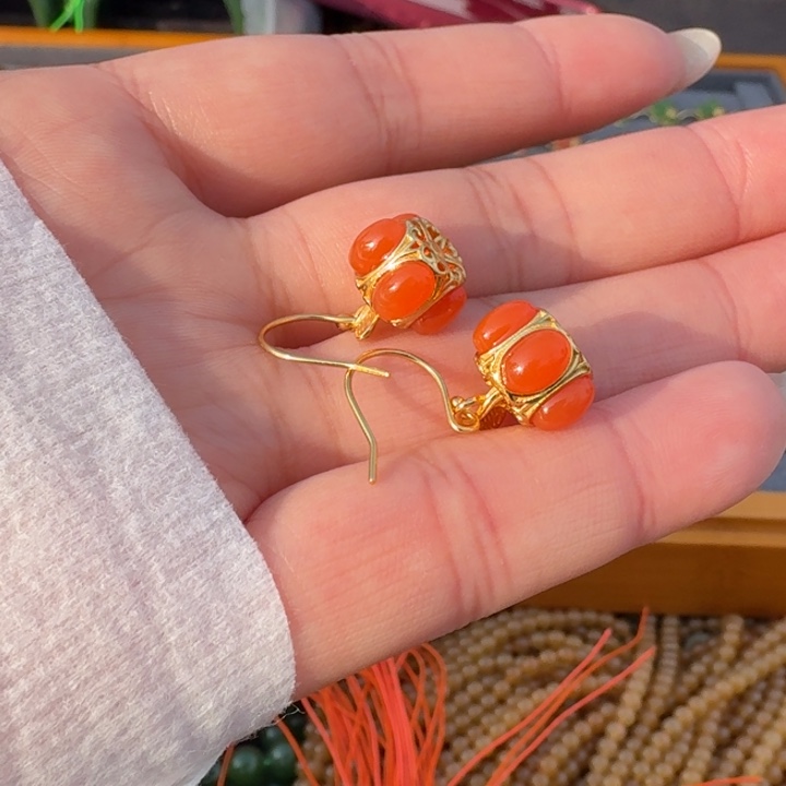 南红玛瑙银S925镶嵌颈饰