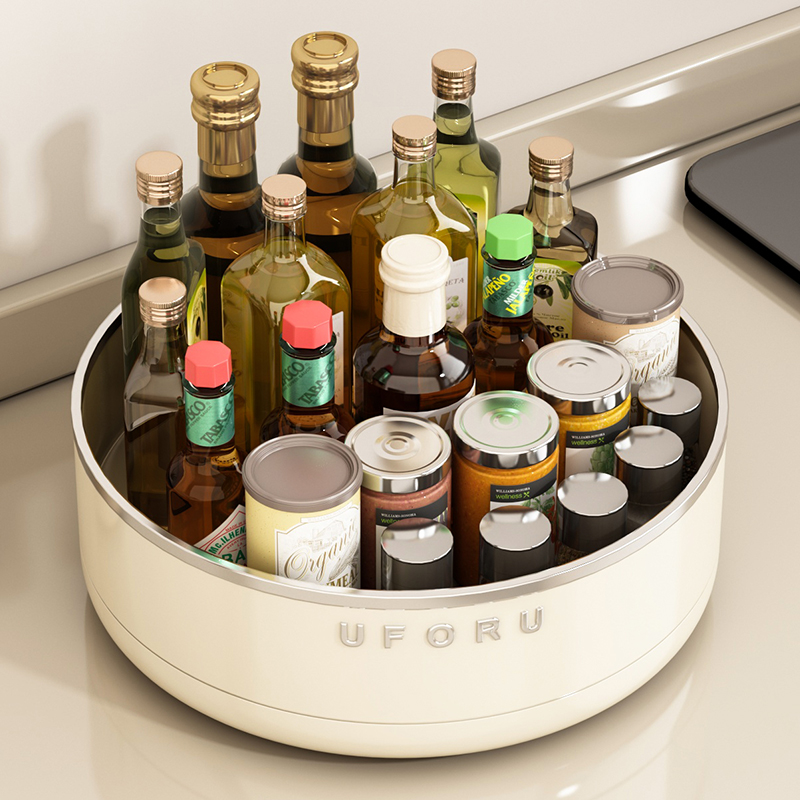 奶油风旋转厨房调料置物架专用调料品调味酱油醋托盘用品家用大全