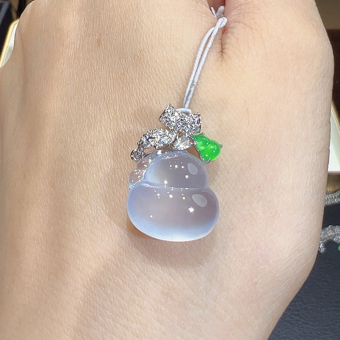 翡翠18K金镶嵌吊坠(不含链)翡翠