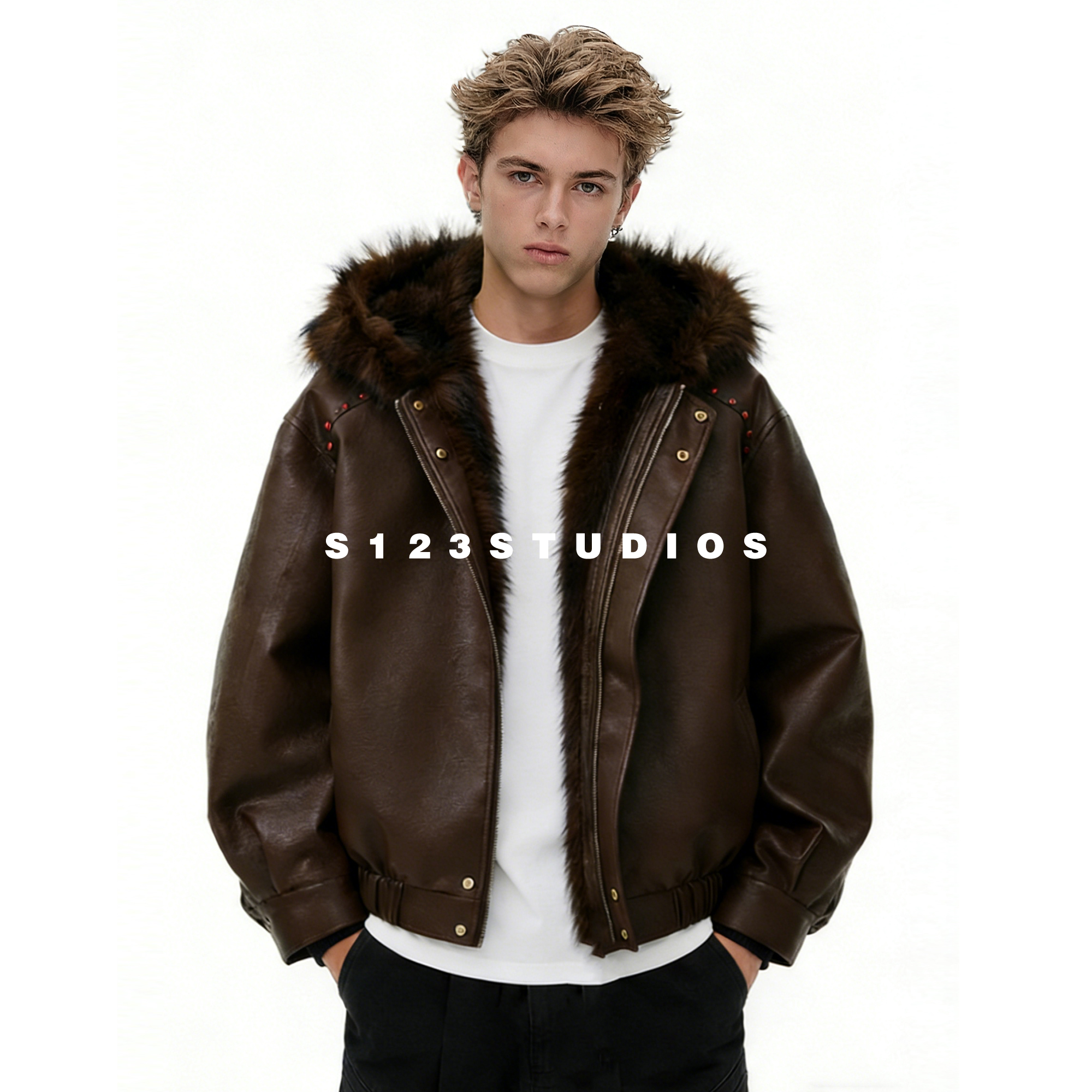 S123美式嘻哈痞帅座山雕棉衣男潮牌宽松保暖连帽夹克外套情侣