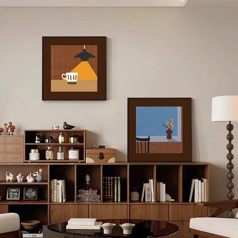 诧寂风饭厅装饰画 复古小众客厅沙发墙面壁画 高级感卧室挂画 