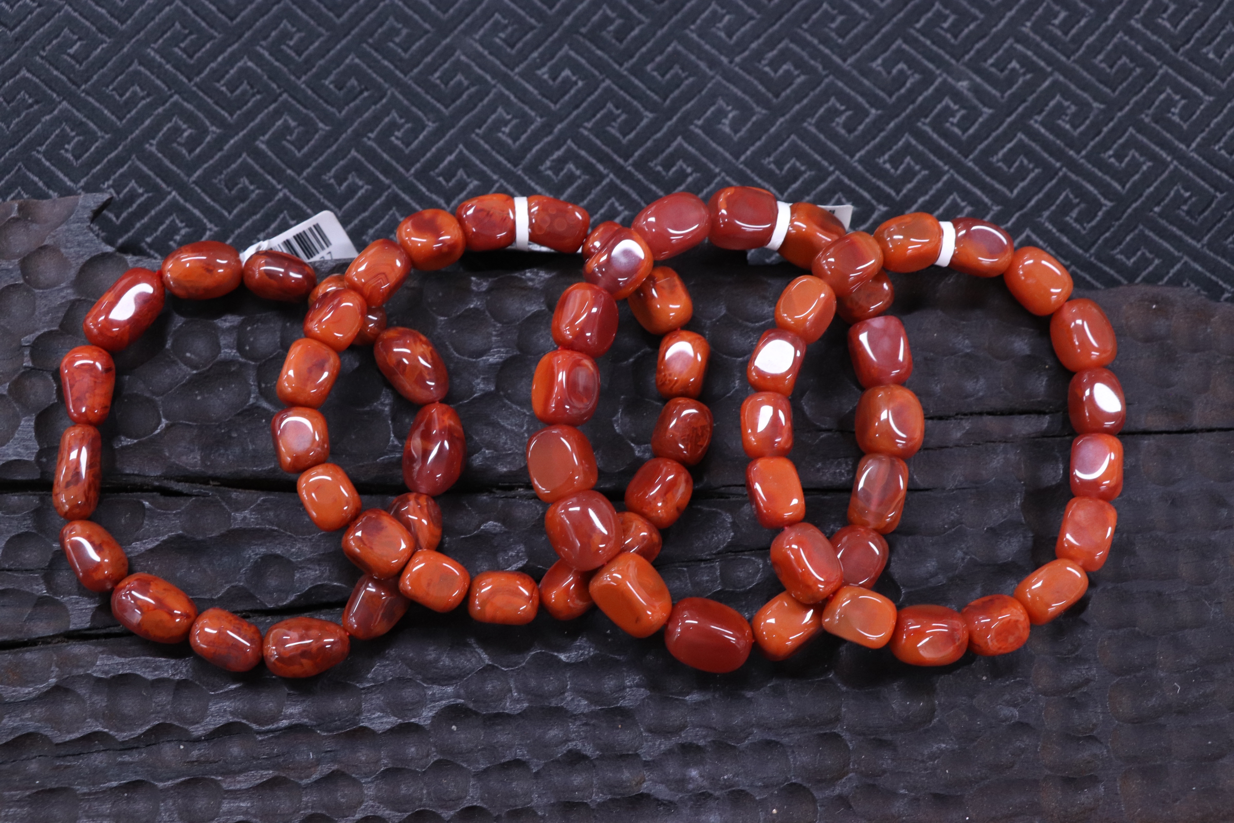 原矿无优化天然南红川料玫红火焰纹随型单圈大号多样性发一串