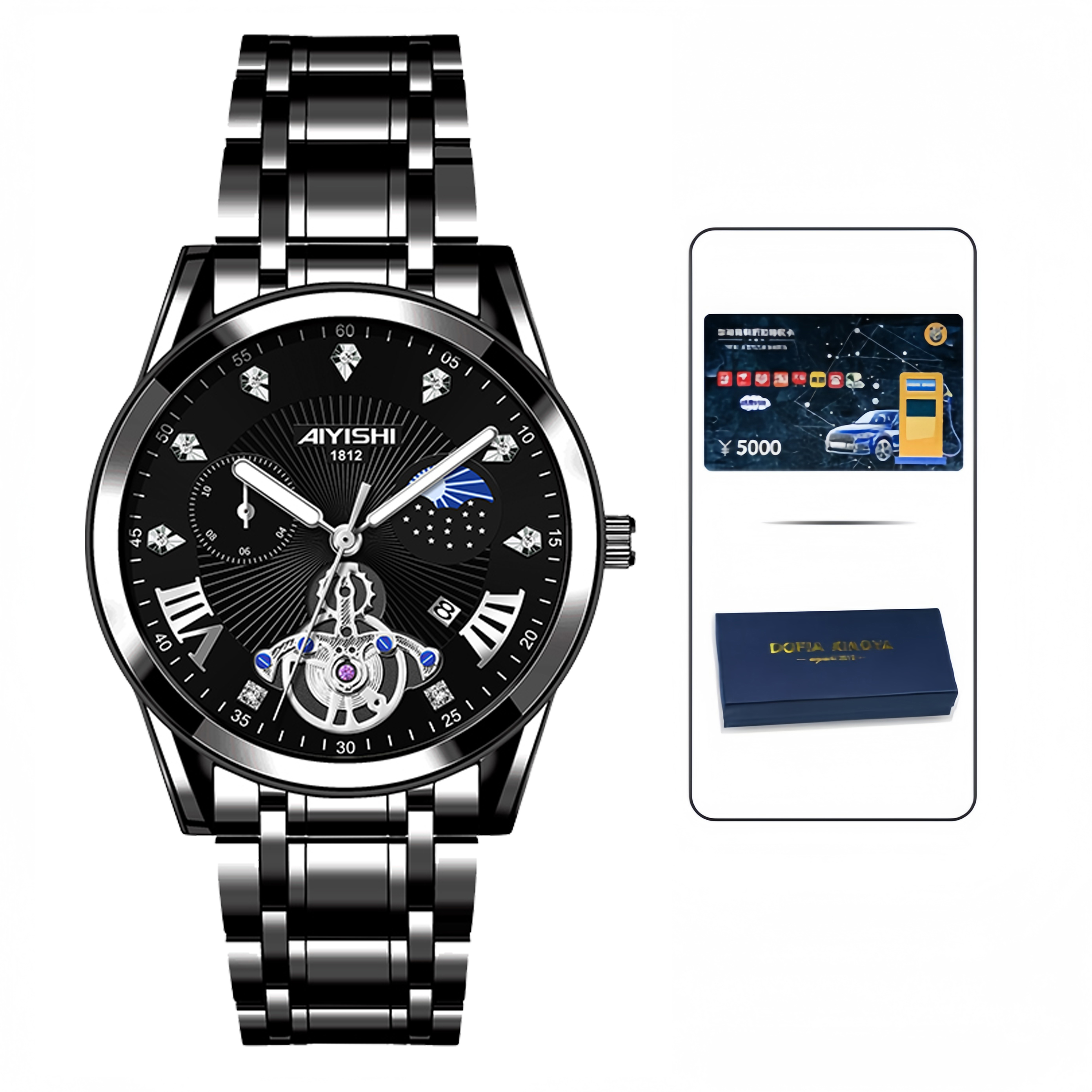 AIYISHI品牌全新未使用 潮流防水男士腕表-1812-SPK