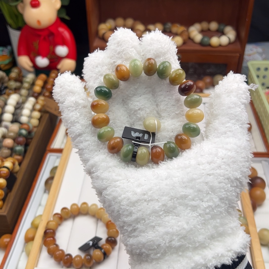 菩提根/象牙果手串随**好微瑕1多宝算盘卡14