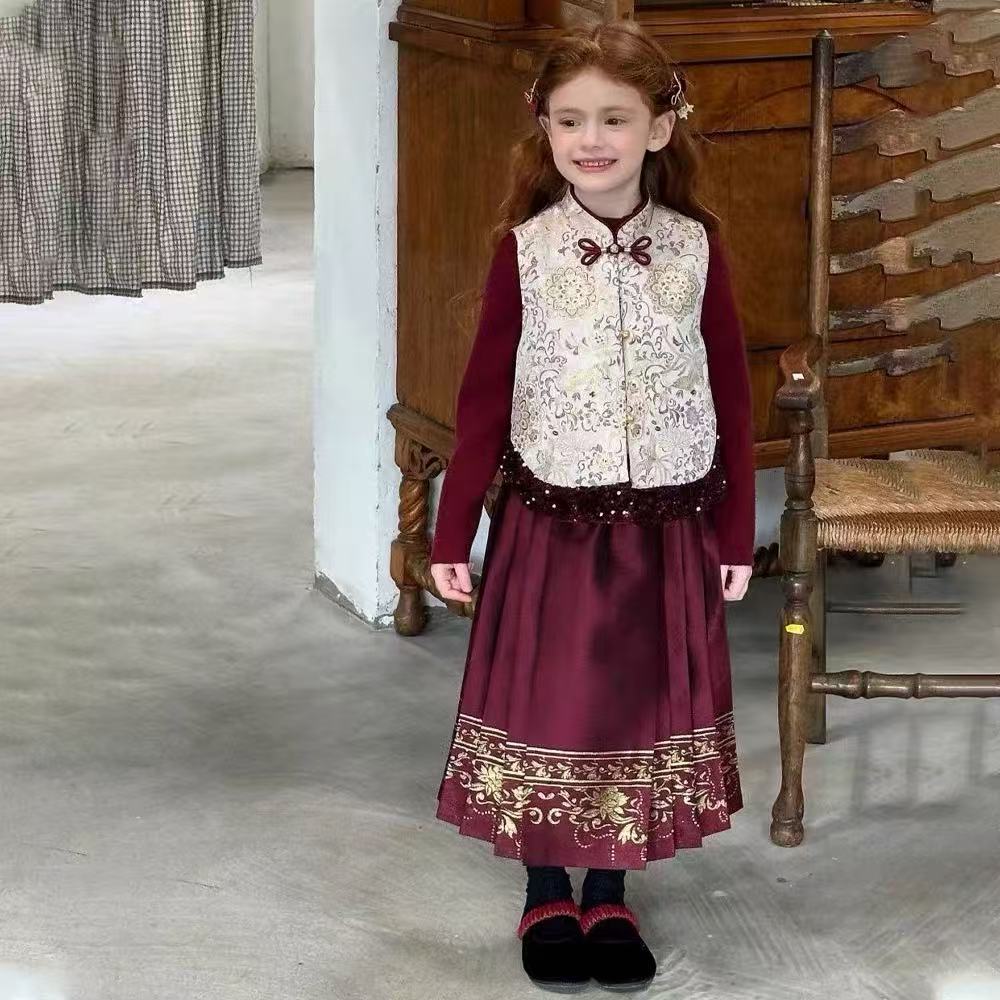 【新疆包邮】儿童国风马面裙三件套M722