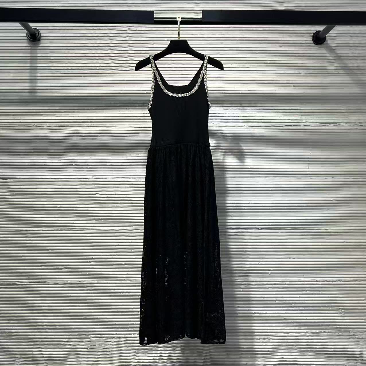 DY 25高腰法式风U型领长裙圆领连衣裙夏季女装盐系少年感A206