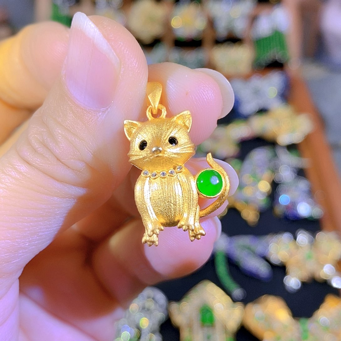 吊坠(不含链)银S925镶嵌翡翠