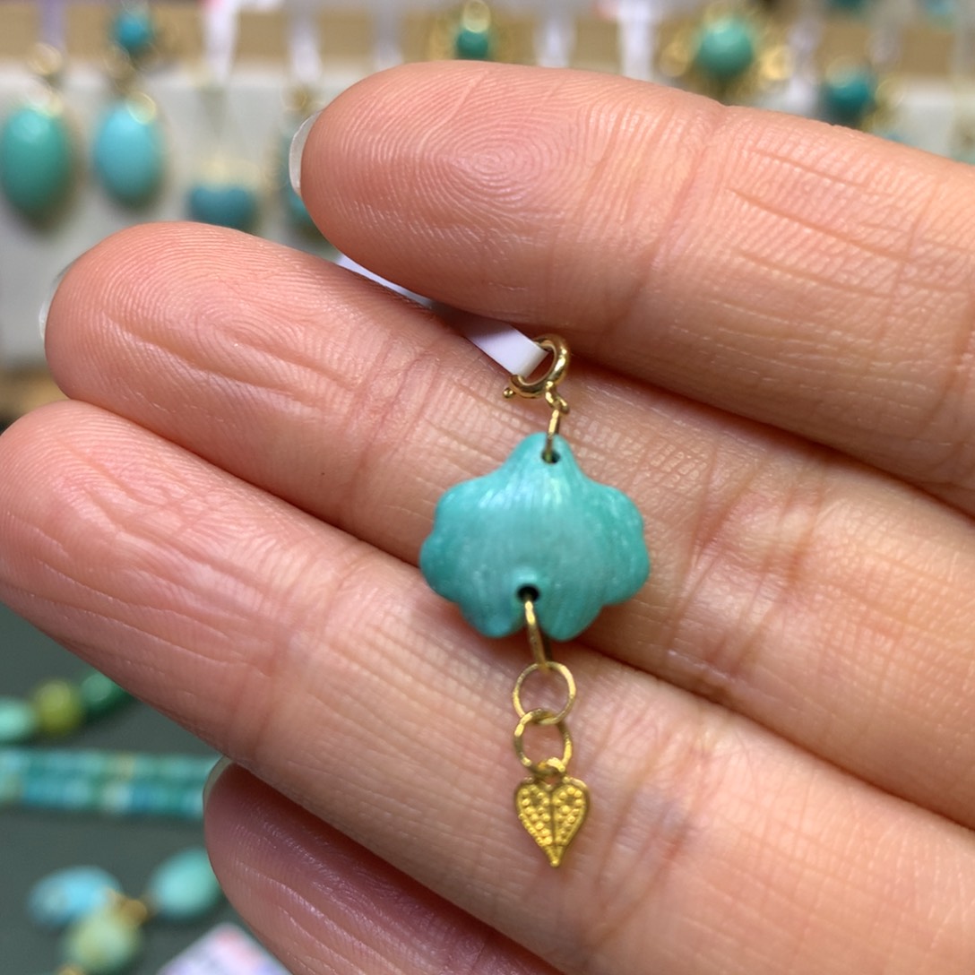 绿松石挂件18K金镶嵌