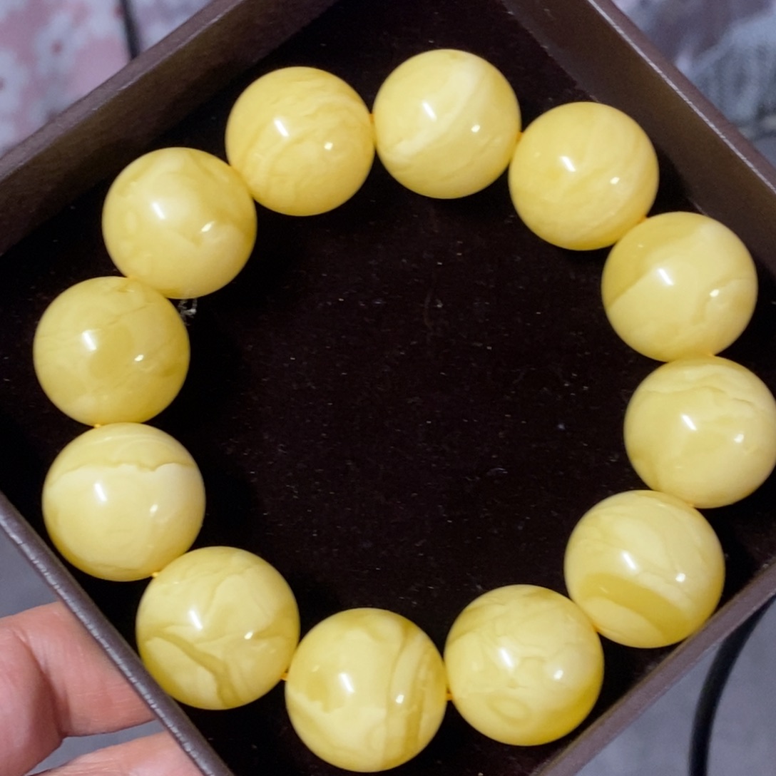 琥珀裸石未镶嵌2.0同料手串