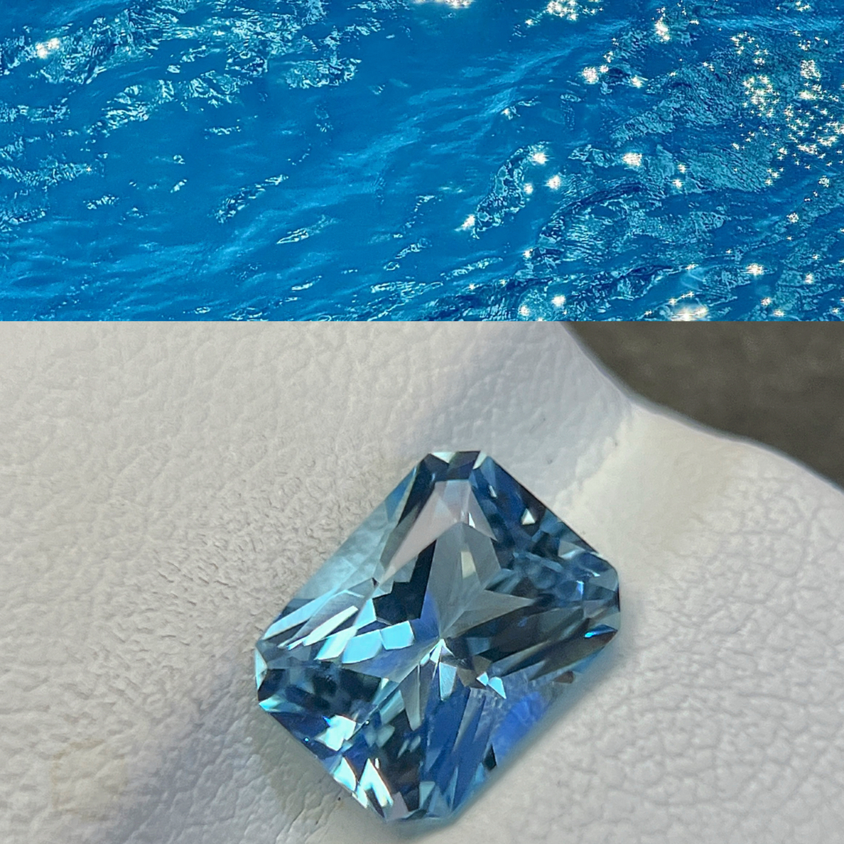 天然圣玛利亚色海蓝宝裸石雷迪恩切工干净满火彩支持配托