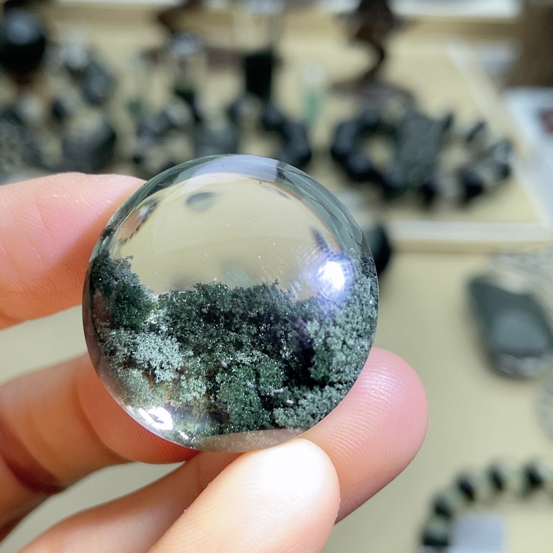 未镶嵌吊坠(不含链)水晶绿幽灵聚宝盆圆牌