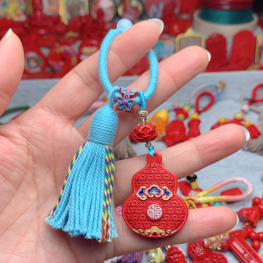 天然辰砂工艺品朱砂钥匙扣包包挂