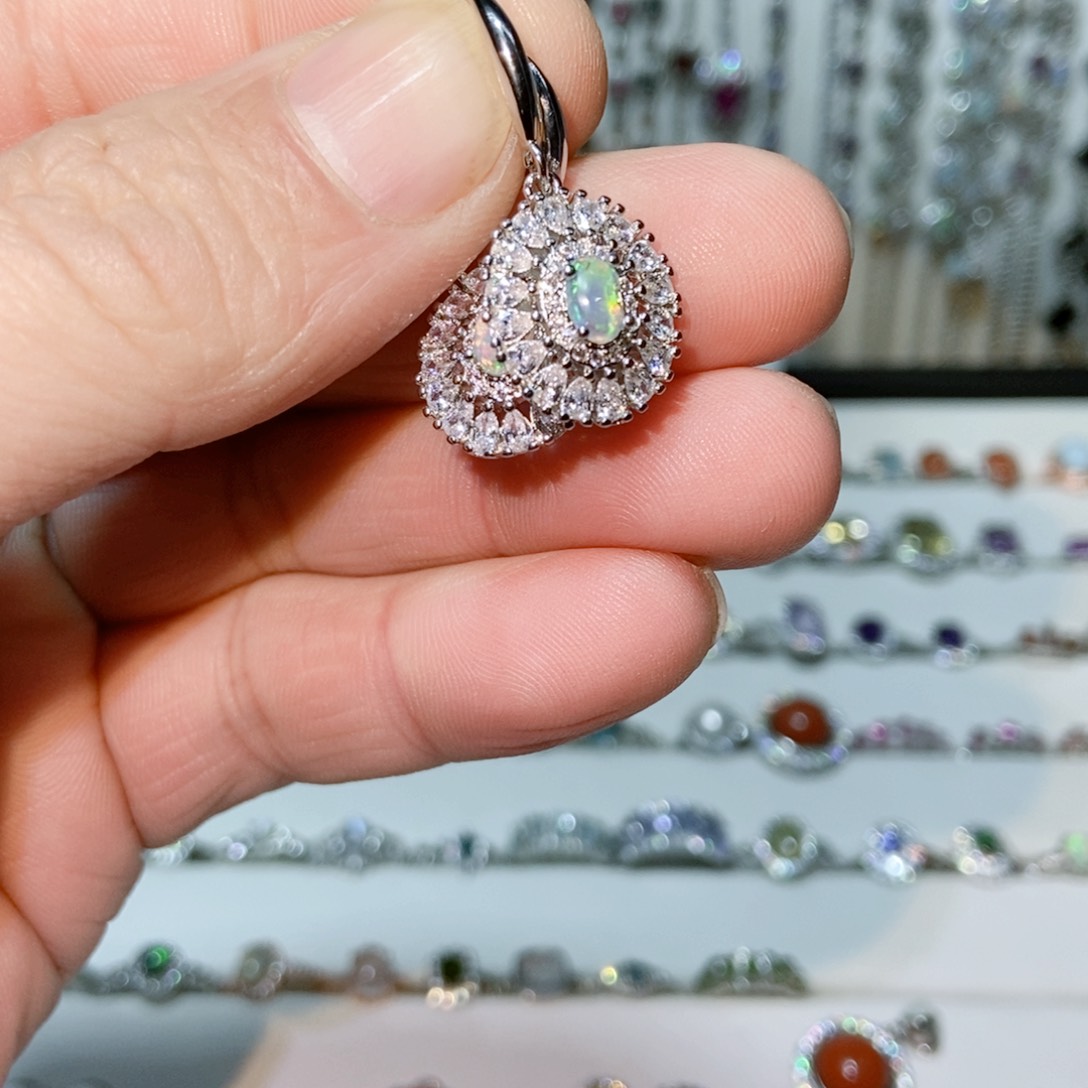 绿水晶戒指银S925镶嵌