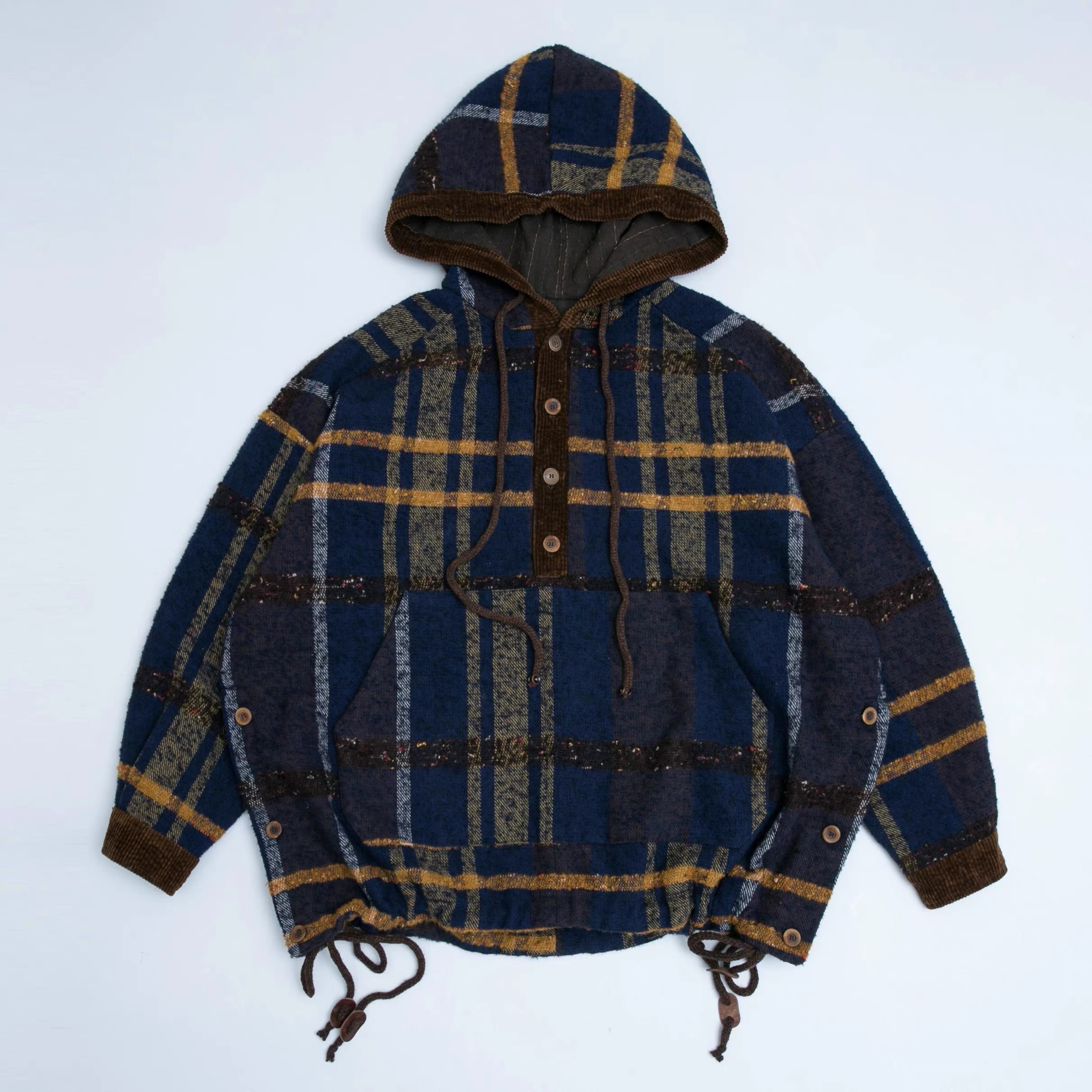 云上分享 垒土绒感彩花格大卫衣S505 