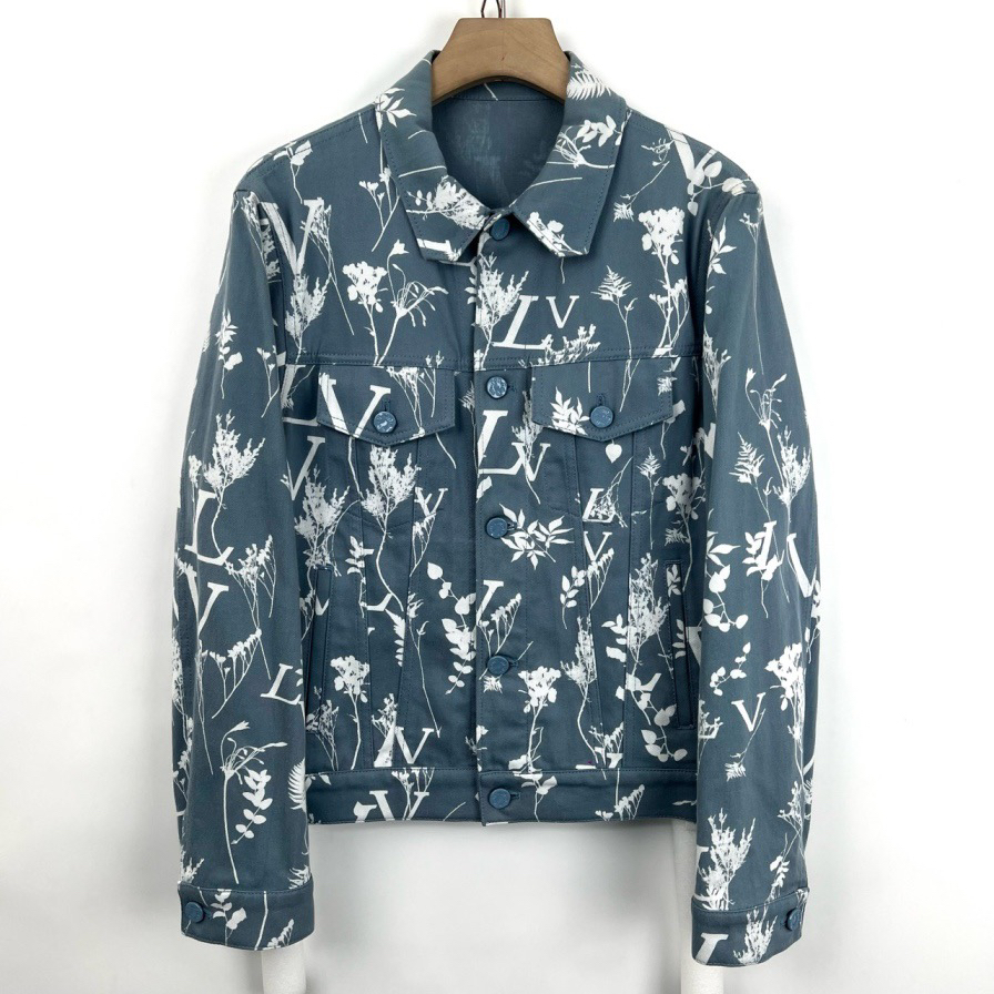 Louis Vuitton/46码/LV23ss蓝色麦穗满印牛仔外套/99新/06159