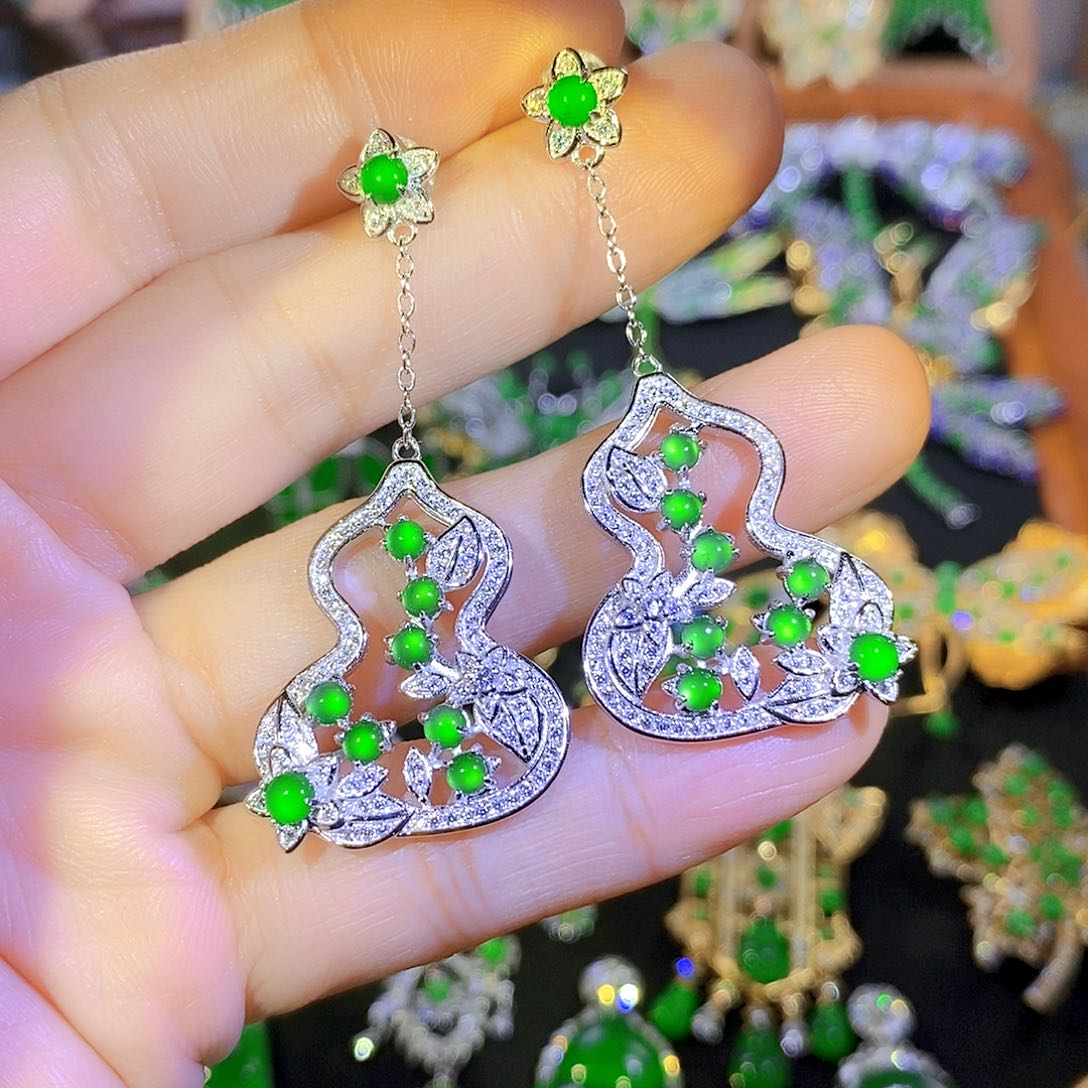 吊坠(不含链)银S925镶嵌翡翠