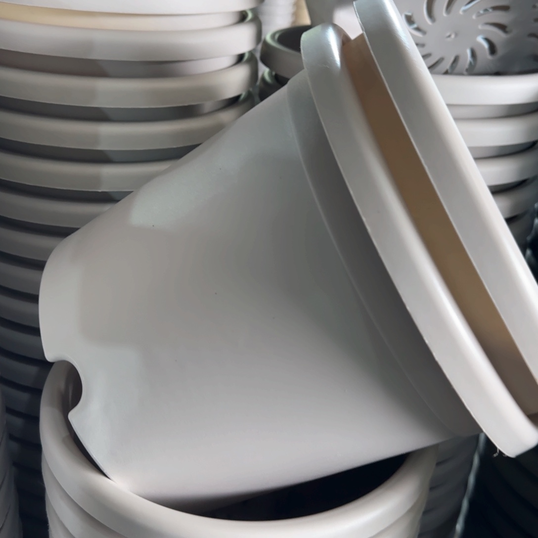 树脂四季盆3#无拖灰白微瑕10