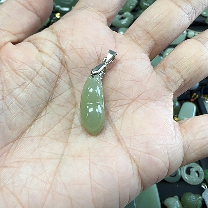 和田玉吊坠(不含链)银S925镶嵌