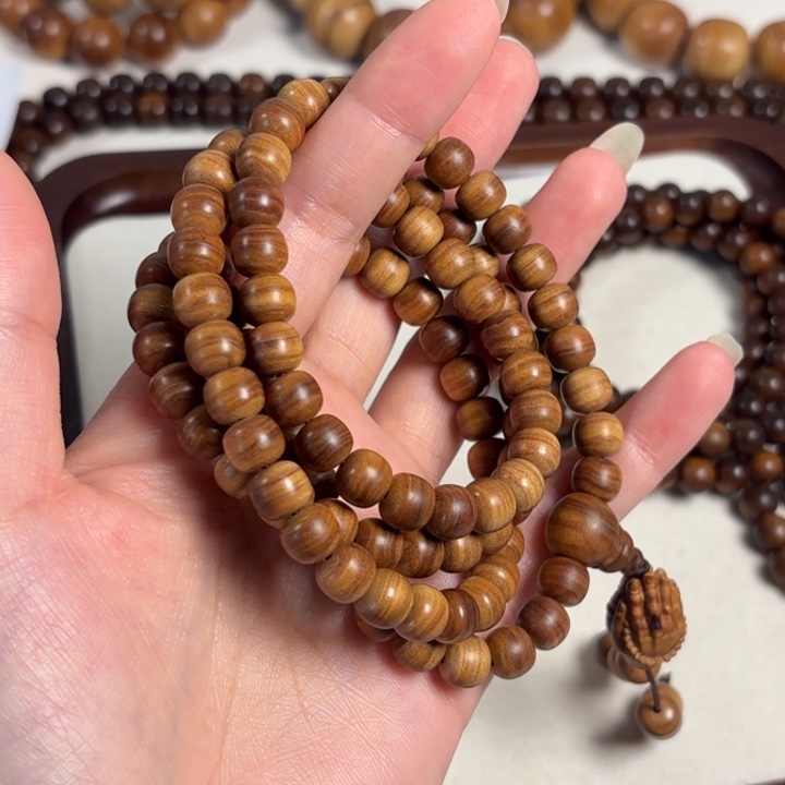 慢***我檀香木0.8多圈108颗老山檀虎皮纹供奉奶香