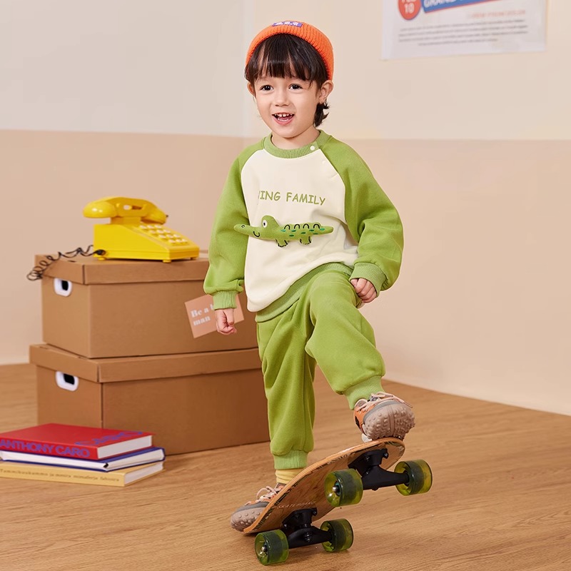 【现货】儿童男童女宝秋季肩扣式卫衣套装