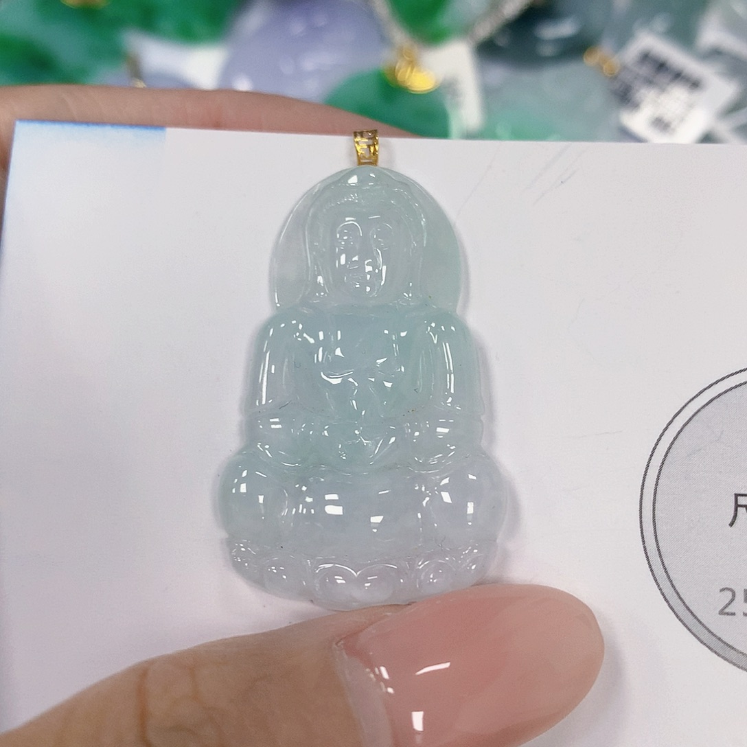 翡翠18K金镶嵌颈饰天然翡翠a货 百元以上9米证书费自理
