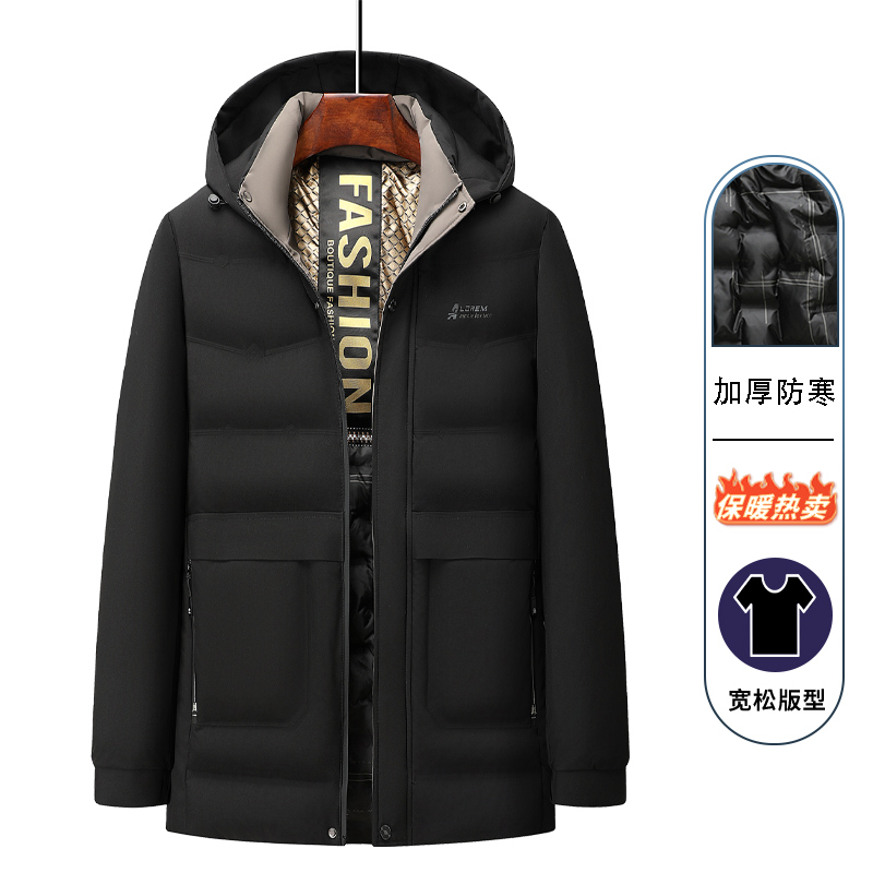 2025新款中老年连帽防寒棉衣爸爸外套加厚保暖棉袄爷爷冬装棉服