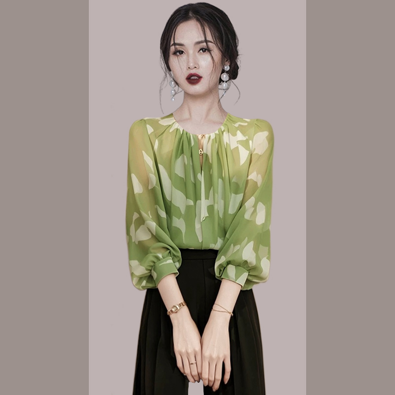 法式高级感冷淡系碎花衬衣女时尚气质减龄洋气小众设计感衬衫上衣