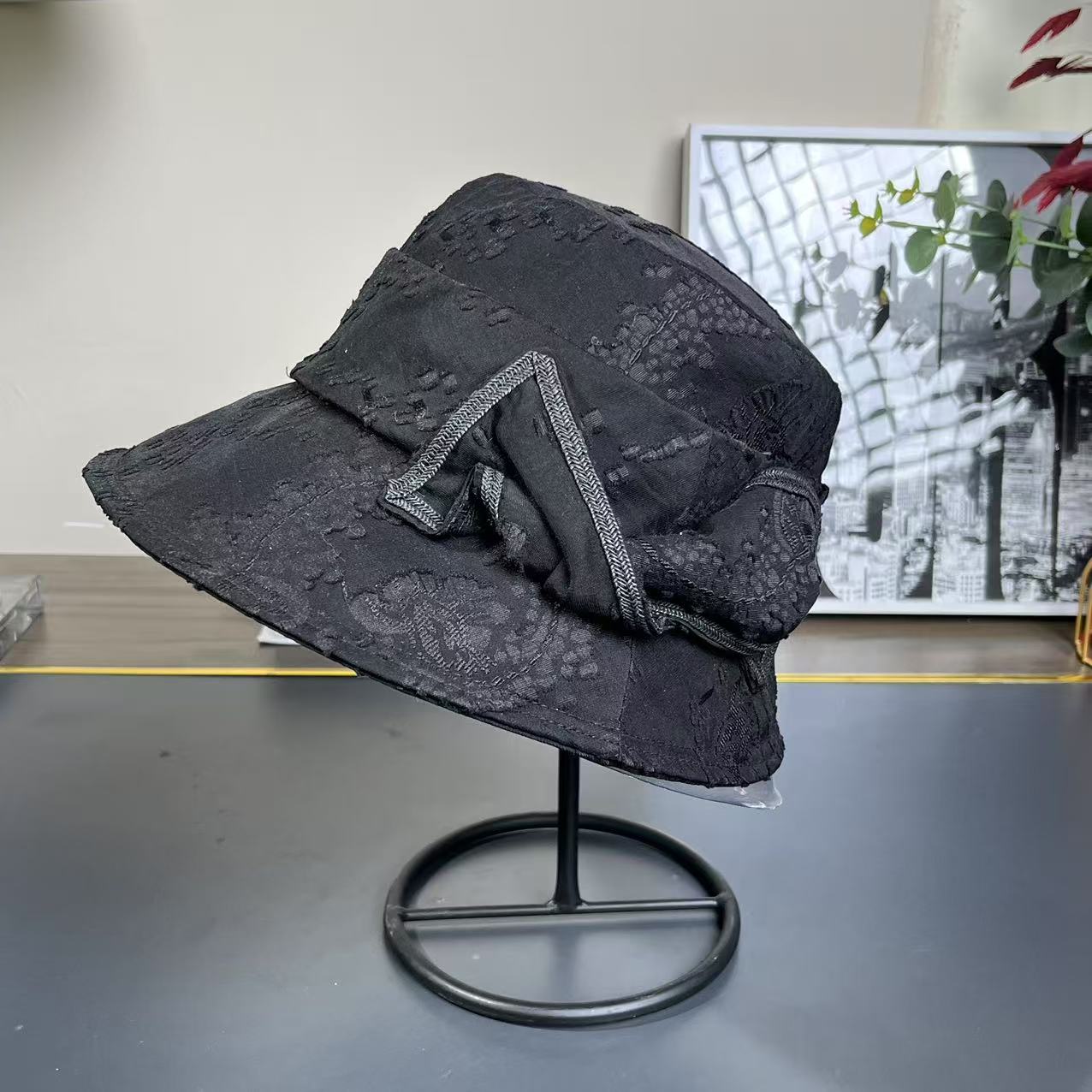 [百花]春季蝴蝶结防晒遮阳渔夫帽