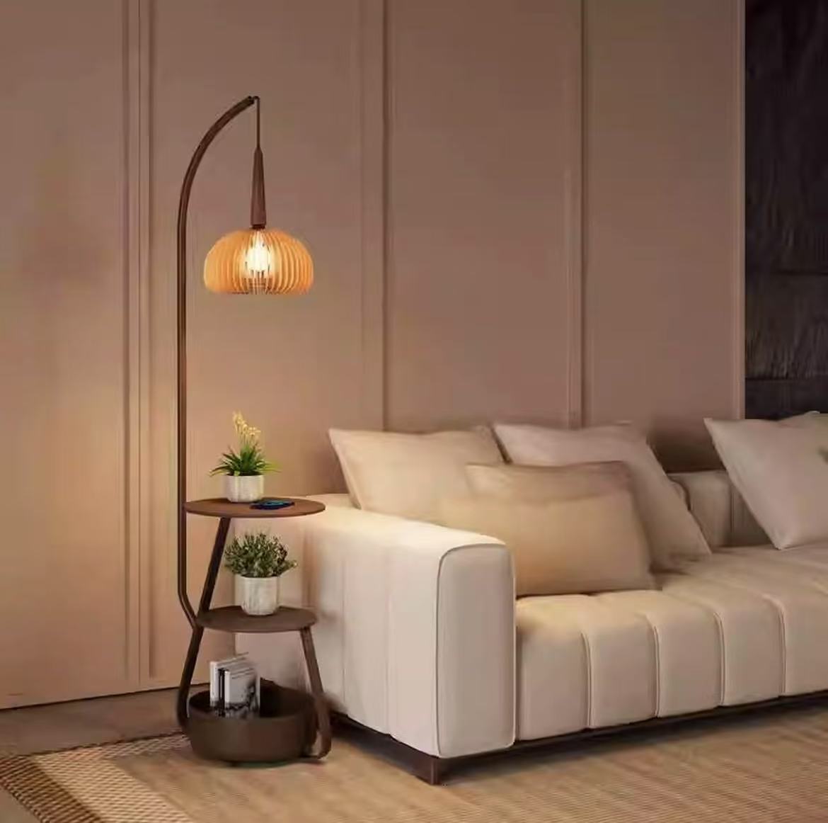 【思蕊专属】中古风南瓜落地灯卧室高级感现代客厅床头柜一体灯