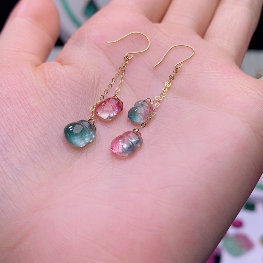 碧玺耳饰18K金镶嵌碧玺耳饰yy