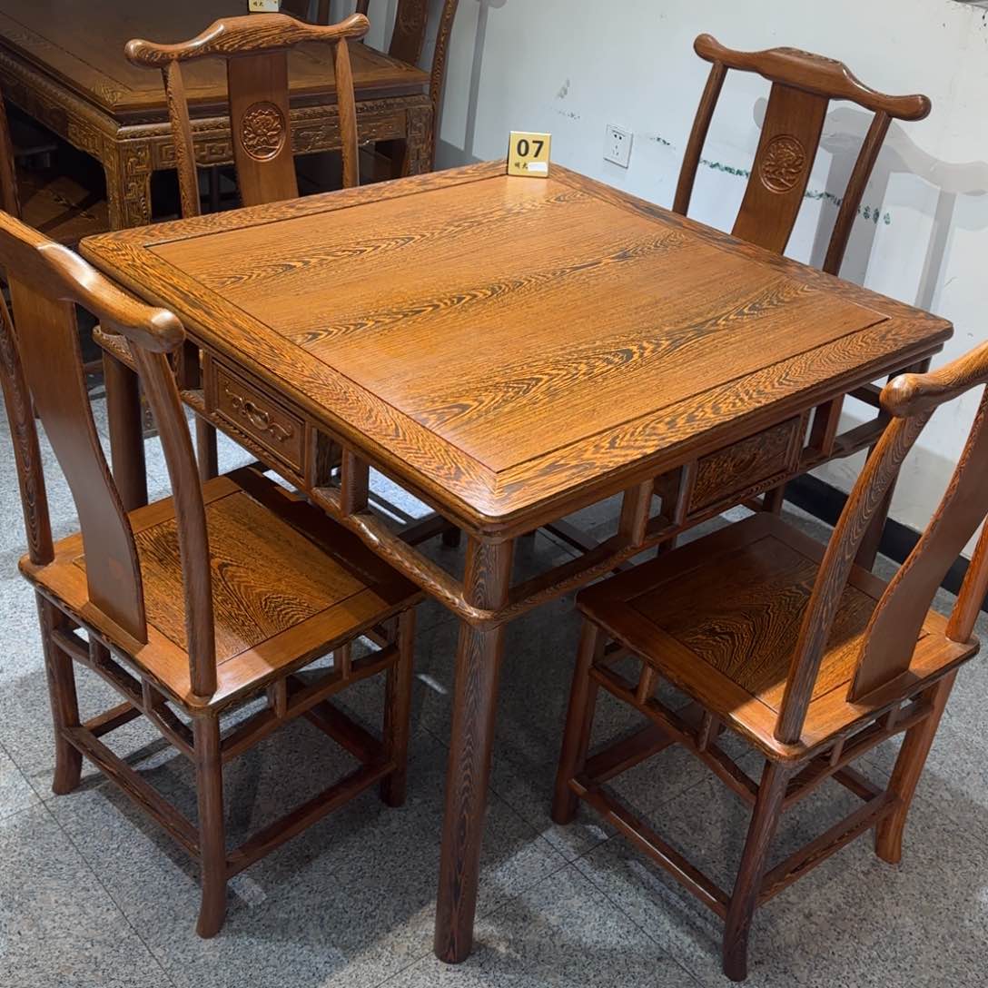 鸡翅木类成套家具1米✖️1米高78一桌四椅