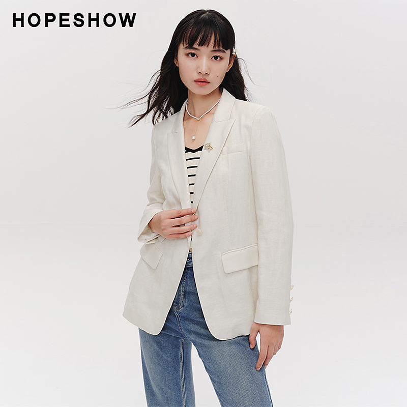 红袖春季2024新款女装 单排扣翻领一手长西装89124092202