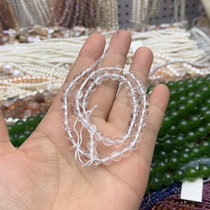 玛瑙/玉髓未镶嵌珠宝半成品一条6mm左右白水晶有棉