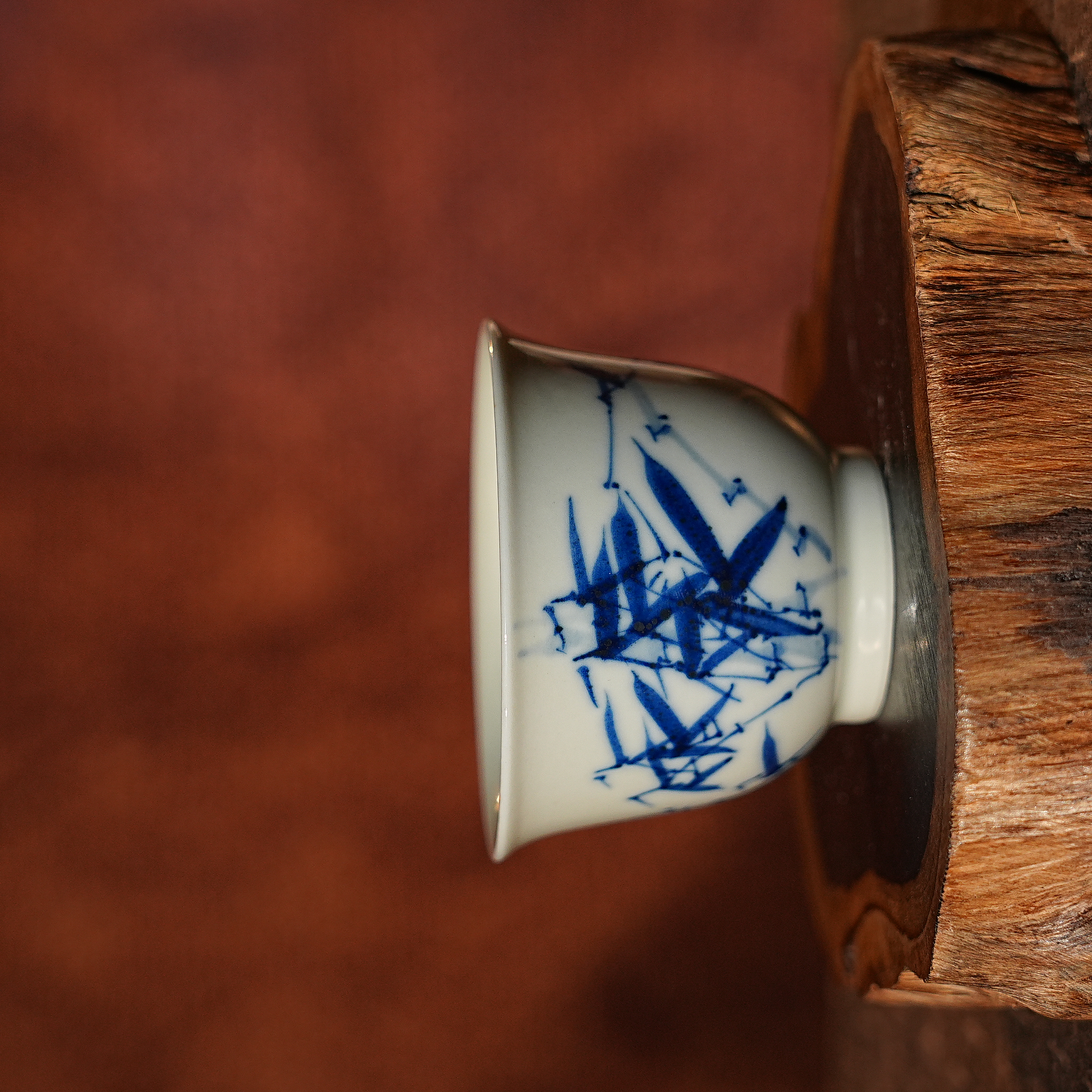 【央广甄瓷】 小桥窑  青花竹子主人杯