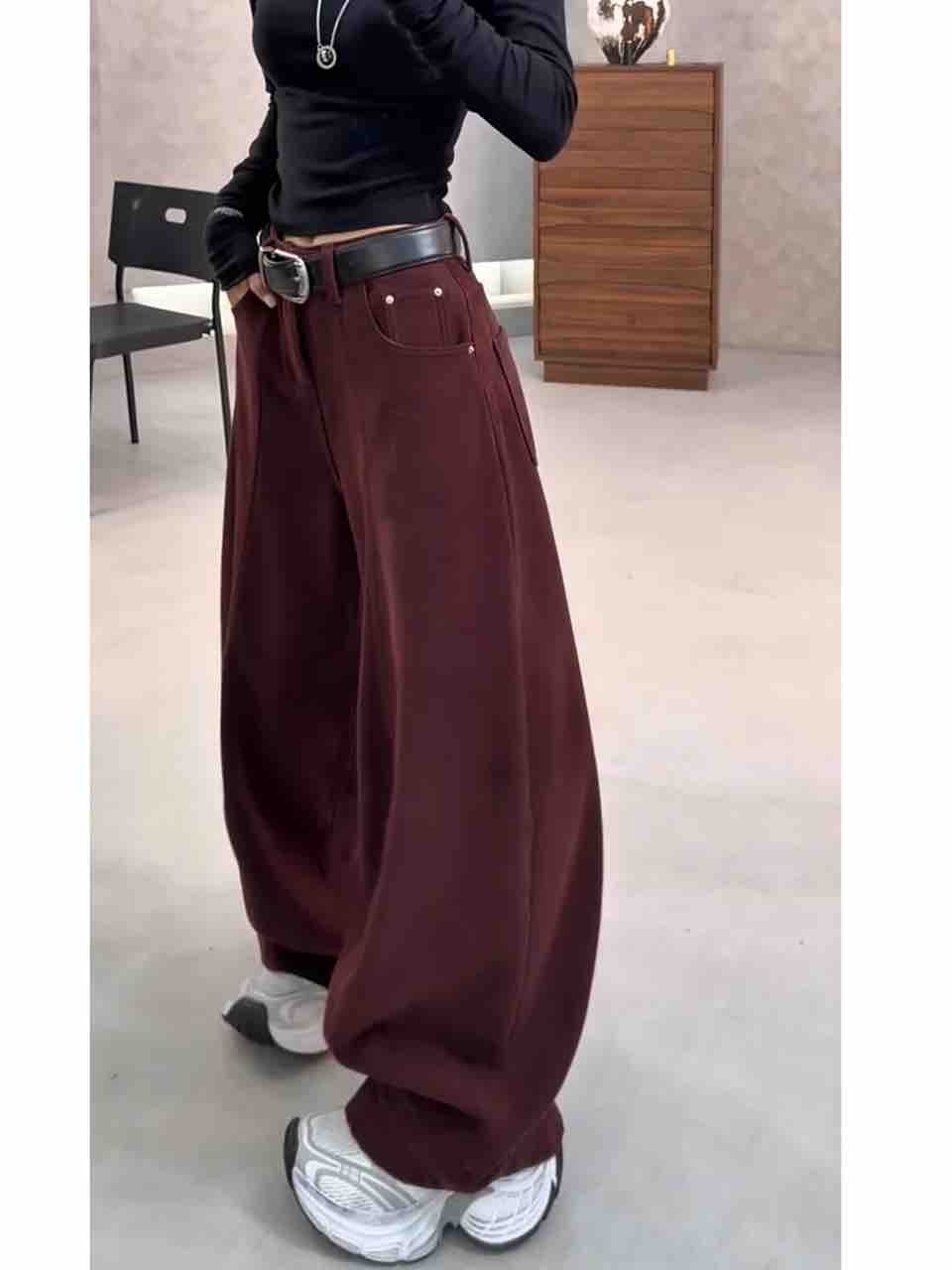 无运险【JIAXUPANG】廓形加绒弯刀裤