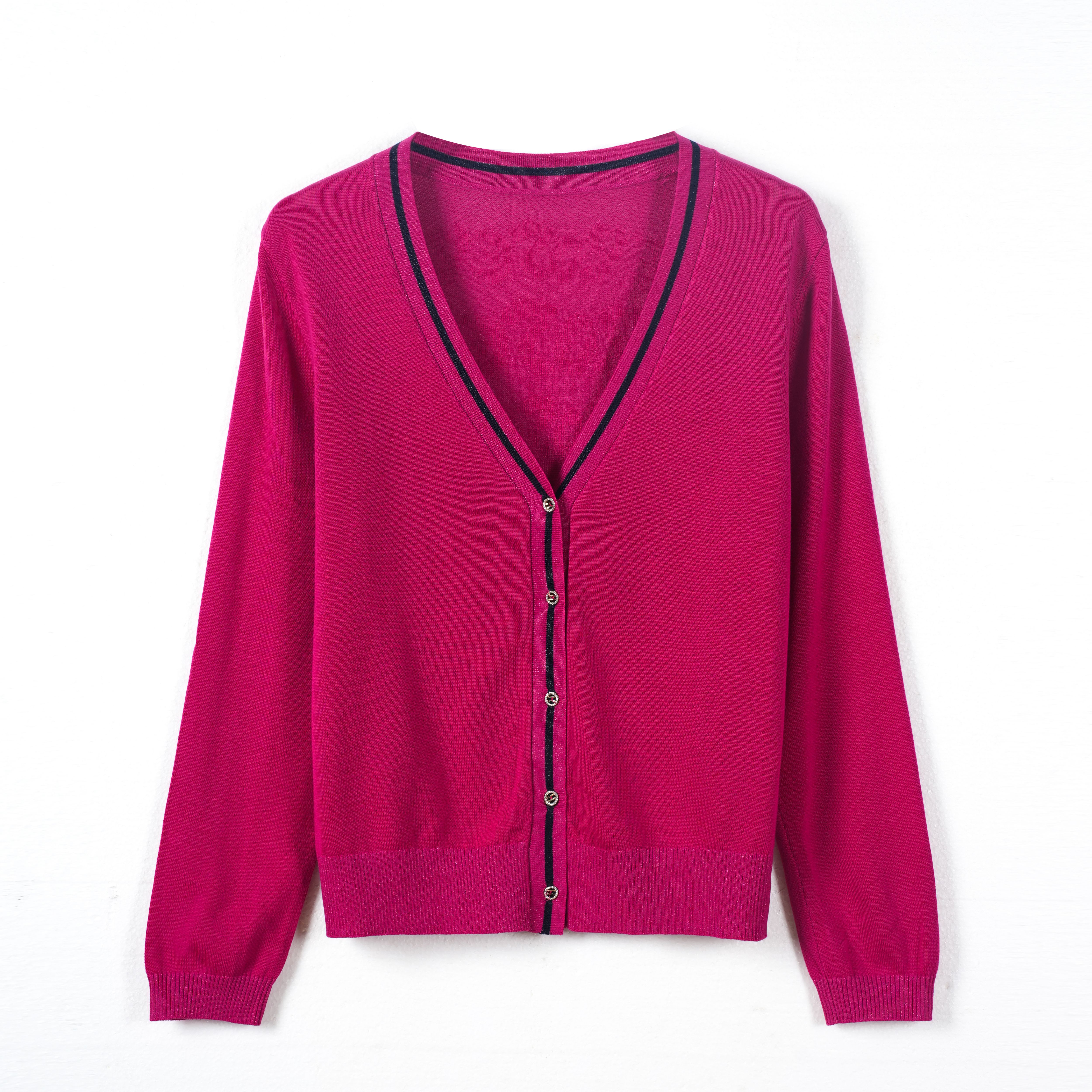 天丝纯色百搭秋冬长款长袖上衣撞色黑色气质拼接-31077*