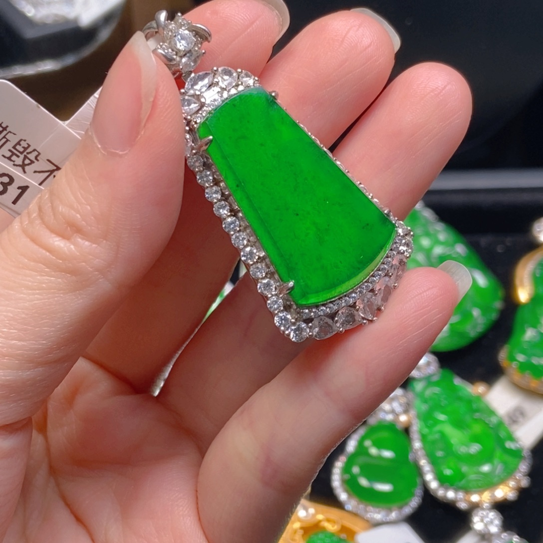 翡翠银S925镶嵌吊坠(不含链)