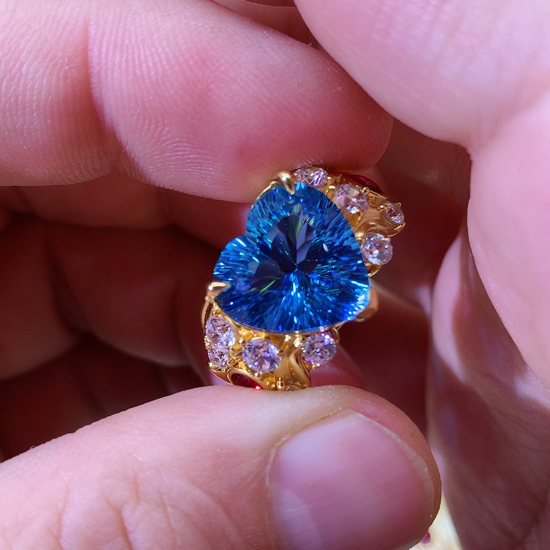 托帕石戒指银S925镶嵌