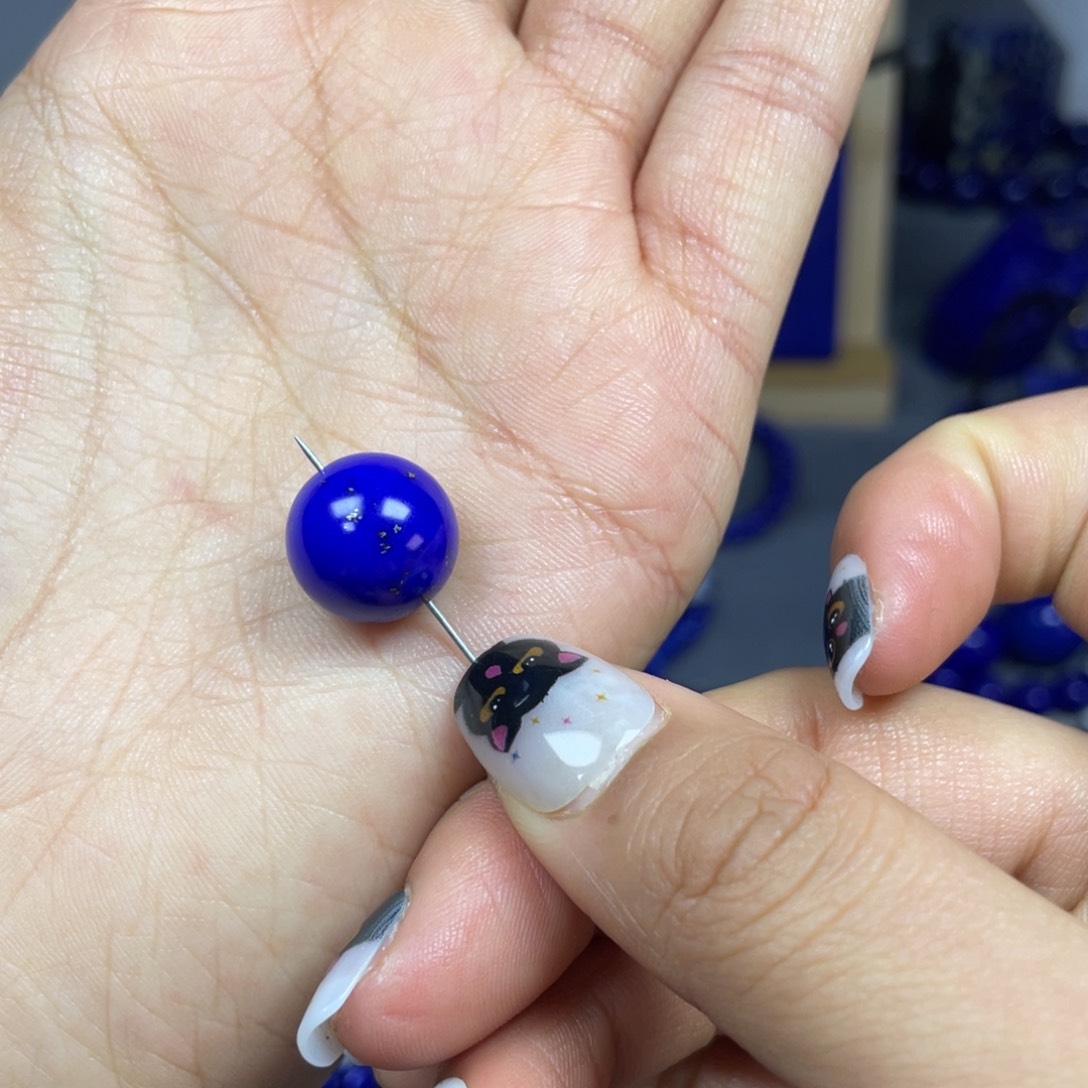 青金石13mm单珠未镶嵌咖*