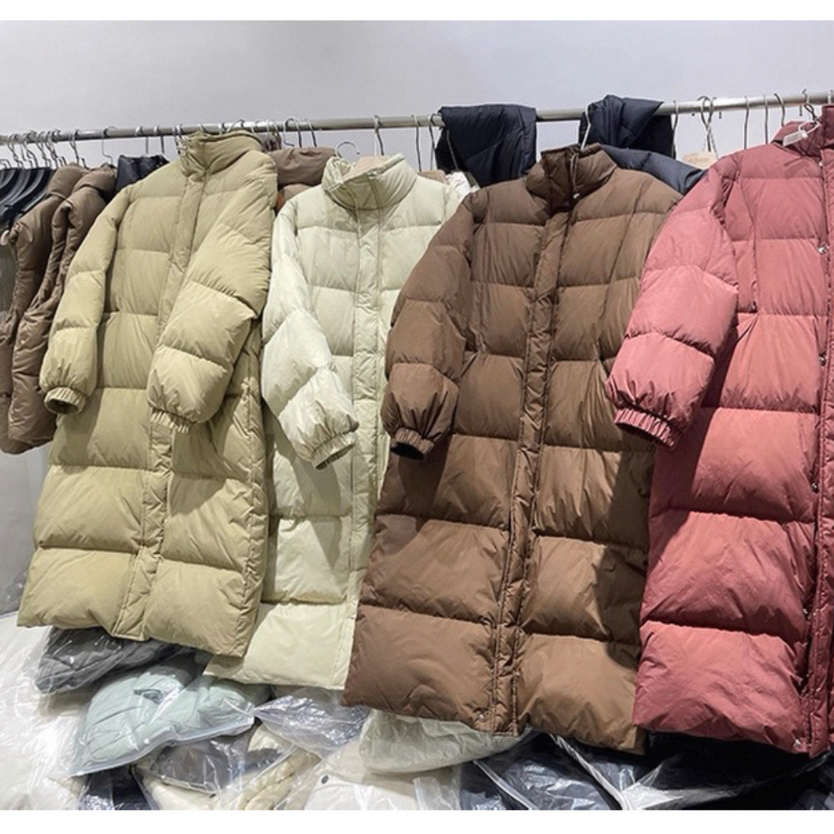 韩版新款立领过膝长款羽绒服女冬季加厚保暖百搭外套