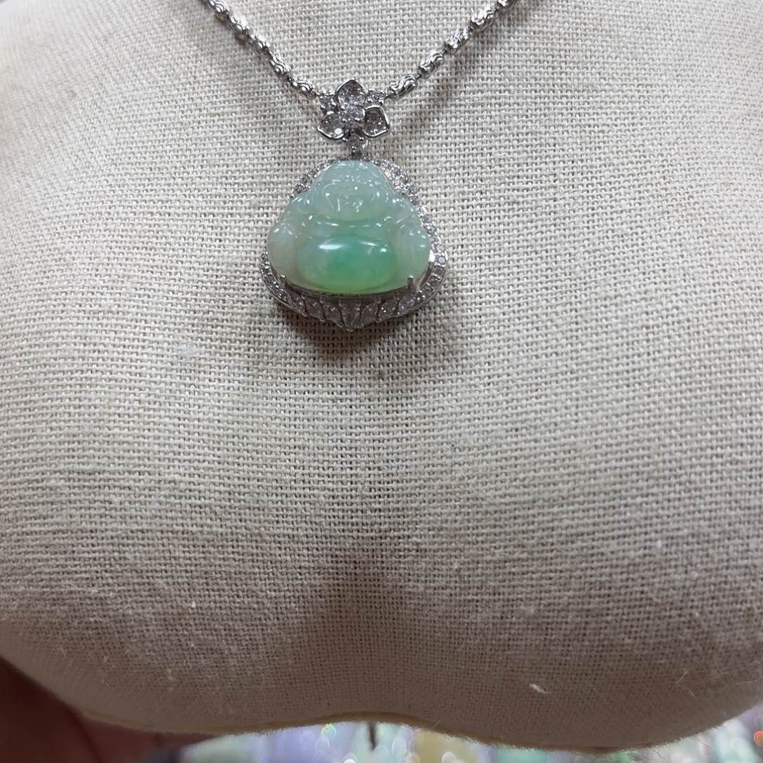 翡翠银S925镶嵌吊坠(不含链)