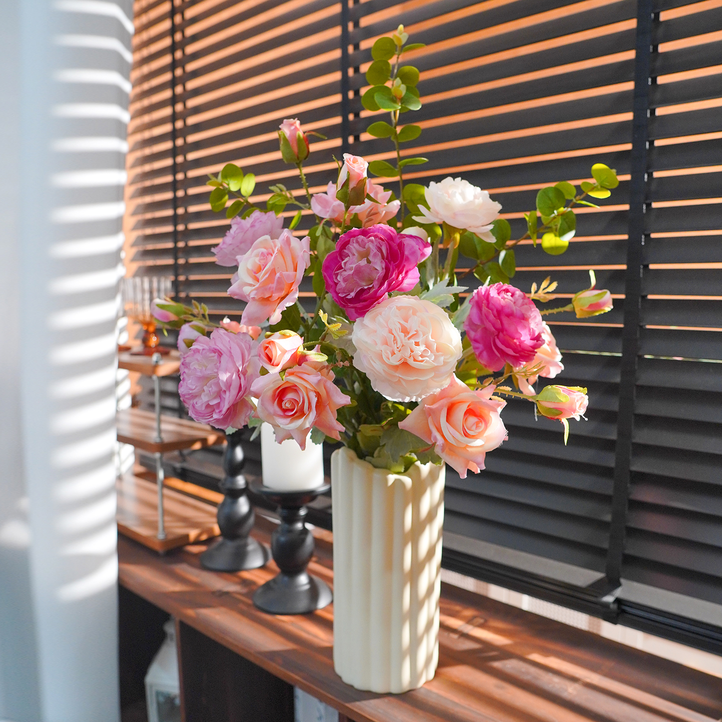 梵枝仿真花假花露莲仿真花摆设客厅餐桌装饰花束摆件